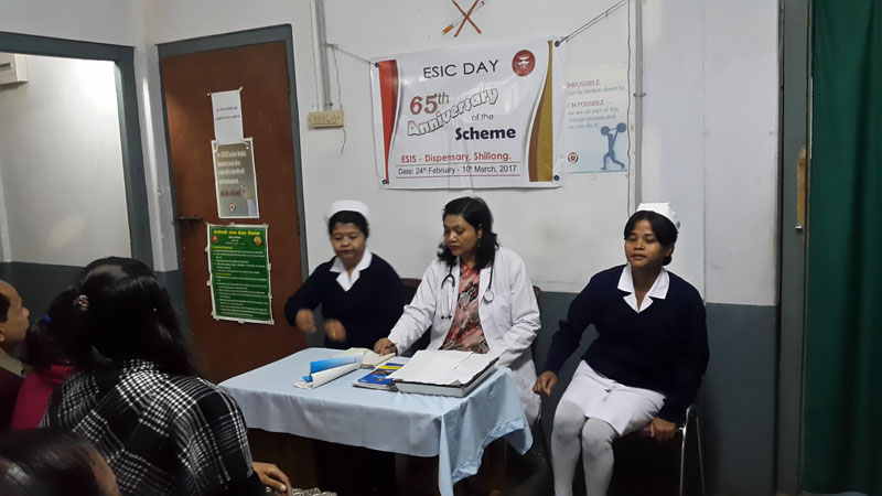 Doctor and nurse staff at the ESIS Dispensary, Shillong during the celebration