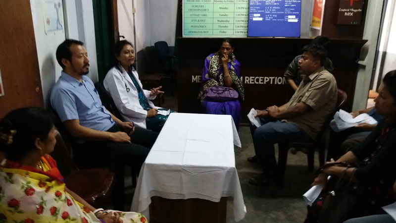 Doctors doing checkups on site during health awareness drive