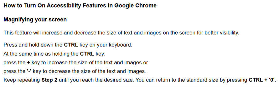 Internet Explorer Accessibility Dialog showing Ignore font sizes checkbox checked