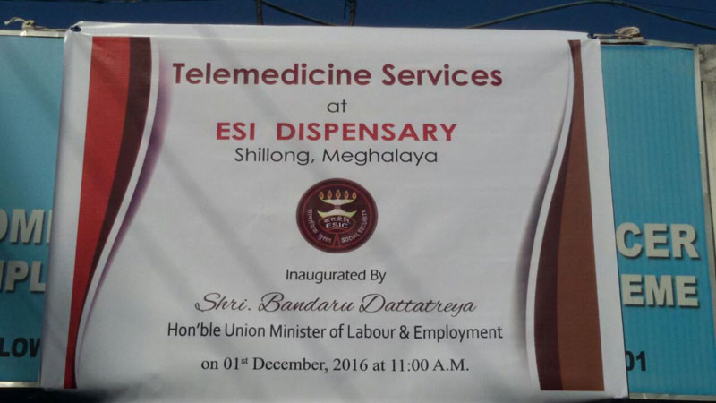 Telemedicine Services Inauguration Banner at ESI Dispensary Shillong